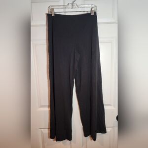 Equestrian Black Zip Front Rayon Blend Wide Leg Stretch Pants